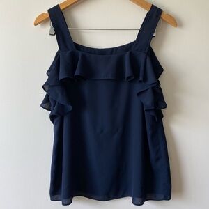 Banana Republic Ruffle Square Neck Tank Blue